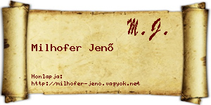 Milhofer Jenő névjegykártya